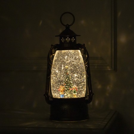 LED figure “Lantern with children and a Christmas tree” 15 × 30 × 12.5 cm, plastic, AAX3 batteries (not complete), USB, glow warm white-4