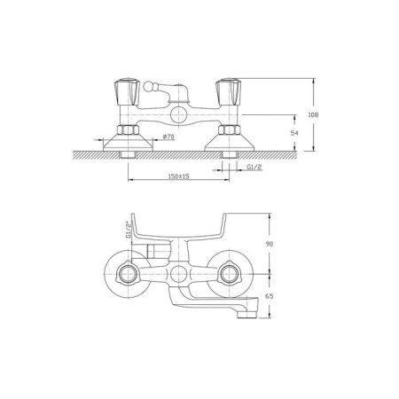 Bath mixer Rush Pioneer Pi7950-44, two-wound, short spout, chrome-1