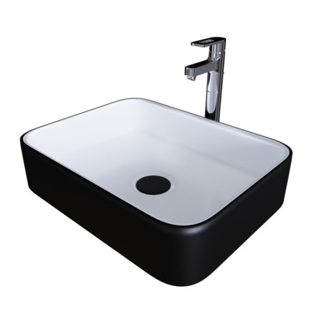 Grossman GR-4043BW sink, rectangular, 505 x 390 mm, white/black