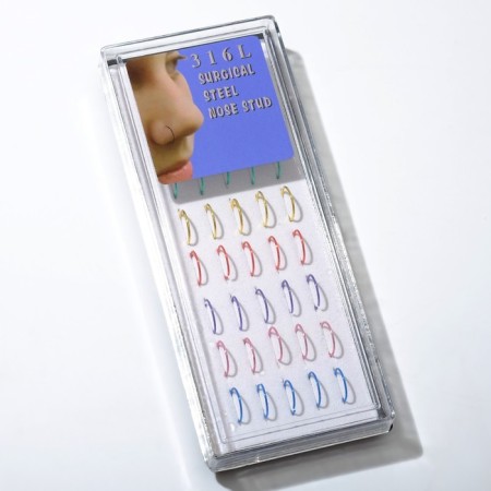 Piercing in the nose "Ring", D = 8 mm, set 40 pcs., Mix 750 color-1