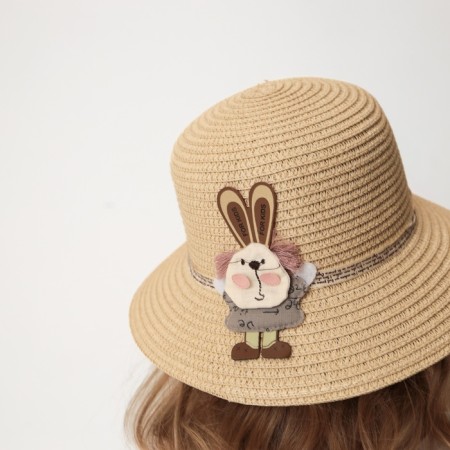 Hat for the girl Minaku "Bunny", Milk color, Rr. 52-4