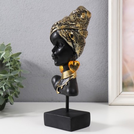 Souvenir Polystone Bust "African in a gold scarf" 23.5x10x7 cm-3