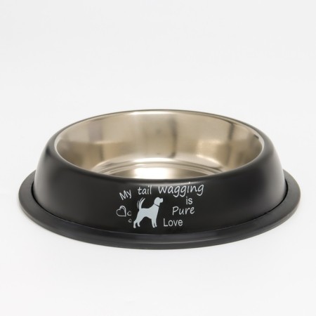 A bowl with a non -slip base with a print, 445 ml, black