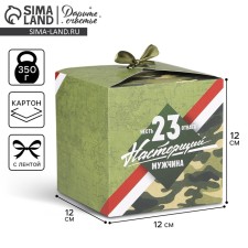 Gift folding box, packaging, “real man”, February 23, 12 x 12 c 12 cm