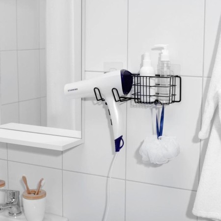 Velcro shelf with a hairdryer holder, 27 × 8 × 8 cm, black color-5