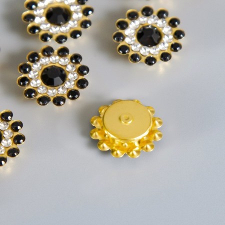 Decor for creativity Plastic "Black Sun Flower" set 12 pcs 1.4x1.4 cm-1