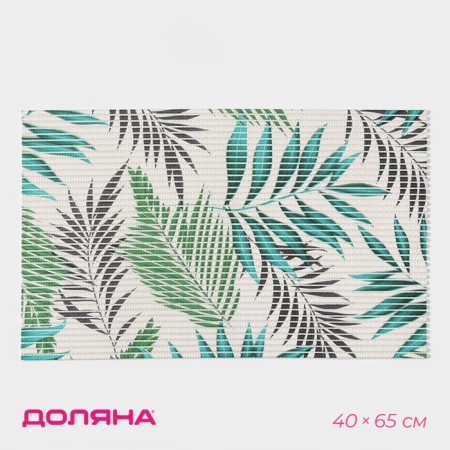 Palm branch rug for the house, 40 × 65 cm, green color