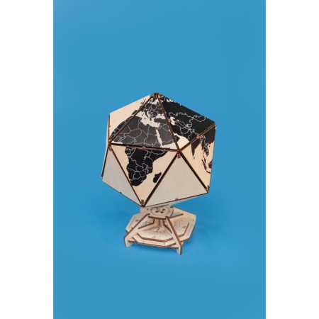 Designer Wooden 3D Ewa Globe Icosahedron with a secret (casket, safe) Black-9