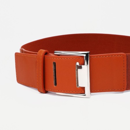 Women's belt, width 5 cm, elastic band, metal buckle, redhead red-1