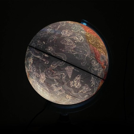 Political "Day and Night" globe, diameter 250 mm, interactive, political + starry sky, backlight from batteries, with glasses-1
