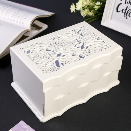 Casket wood for jewelry "Rose" white 12.5x16x25.5 cm
