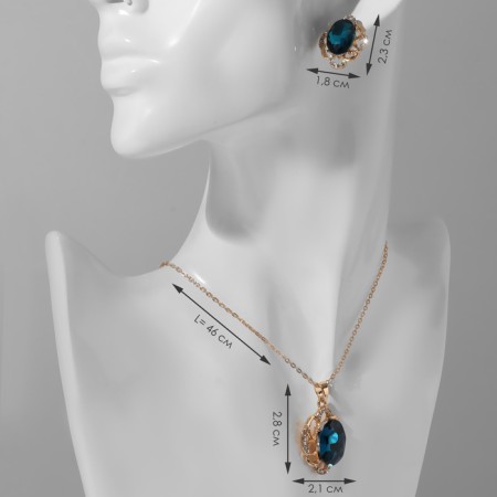 Set 2 objects: earrings, pendant "Edel" round trio, white-sea color in gold, 50 cm-1