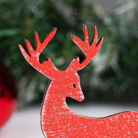 Wooden souvenir "New Year's deer", 15 cm, red-1