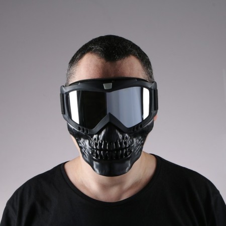 Mask glasses for motor vehicles, collapsible, chrome visor, black color-7