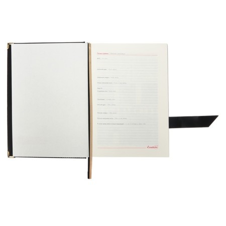 Diary half -dated A5+, 192 leafs Escalada, firm binding with foam, artificial leather "Siff", pancake embossing, metal corners, foil embossing, cream offset 80 g/m², black-4