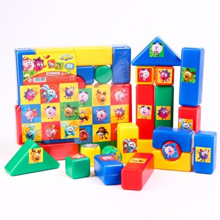 A set of colored cubes, "Smeshariki", 20 elements, 4x4 cm-7