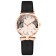 Watch of wrist quartz female "leaves", d-3.3 cm, black strap