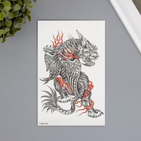 Tattoo on the body color "Chinese lion with wings" 11.4x21 cm