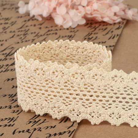 Knitted lace, 45 mm × 10 ± 1 m, beige color-2