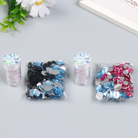 Decor "Semiobusins ​​and rhinestones. Pink-blue gradient" d = 6 mm 10g 200 pcs 5x2.5 mix