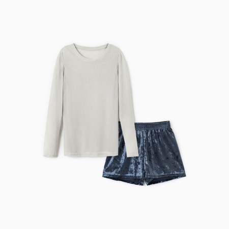 Home Home (longshit and shorts) KAFTAN "velvet", 48-50, gray/pigeon-5