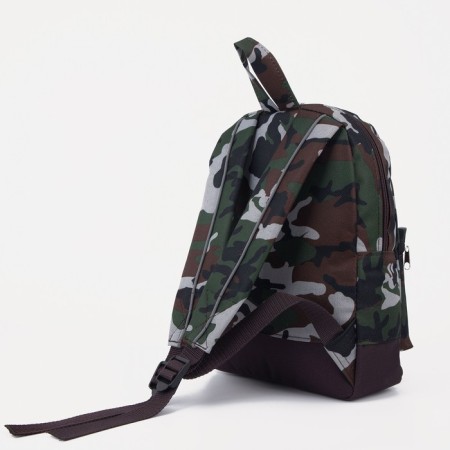 Baby backpack on lightning, external pocket, reflective strip, camouflage color/green-1