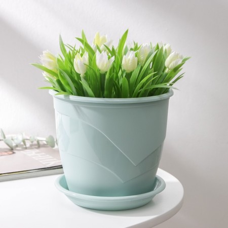 Pot for flowers with the pallet "Venice", 2 l, d = 16 cm, mint color