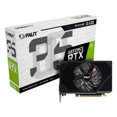 The Palit PCI-E 4.0 RTX3050 StormX NVIDIA GeForce RTX 3050 6GB 96BIT GDDR6 1042/1400 106497-4