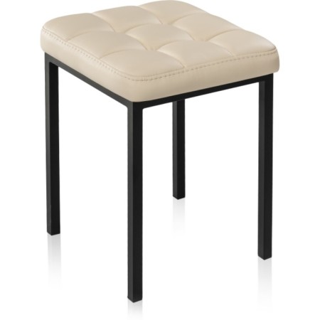 Baya Metal/Eco -leather stool, black/beige 35x35x45 cm-1