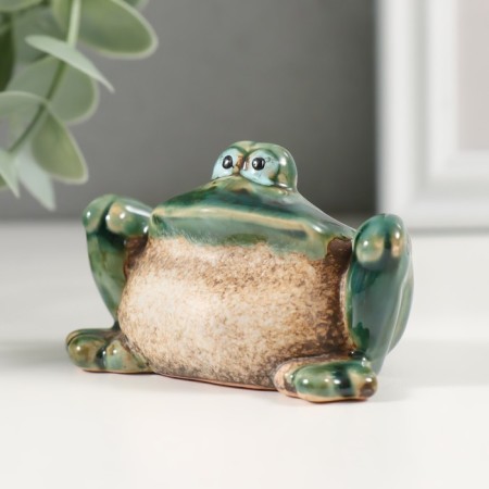 Souvenir ceramics "Green frog with legs on the knees" 4.7x7.2x4.5 cm-3