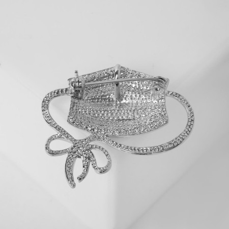 Brooch "Mask" Medical, white color in silver-2
