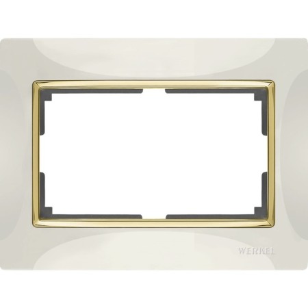 Frame for a double outlet WL03-FRAME-01-DBL-VORY-GD, color gold, ivory