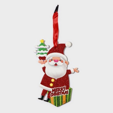 Decorative decoration (suspension) "Santa Claus and Christmas tree" 19x13 cm-1