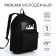A backpack with a zipper, an outer pocket, black color "anime"