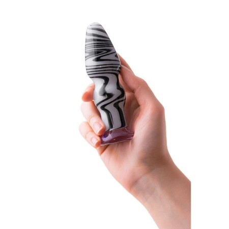 Anal sleeve Sexus Glass, glass, white-black, 12.5 cm, d = 3.5 cm-3