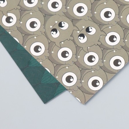 Scrapbooking paper bilateral "monsters and leaves" density 180 g 15.5x17 cm-4