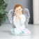 Souvenir Polystone "Girl Angel with a rabbit and flowers" 6x6.5x8.5 cm