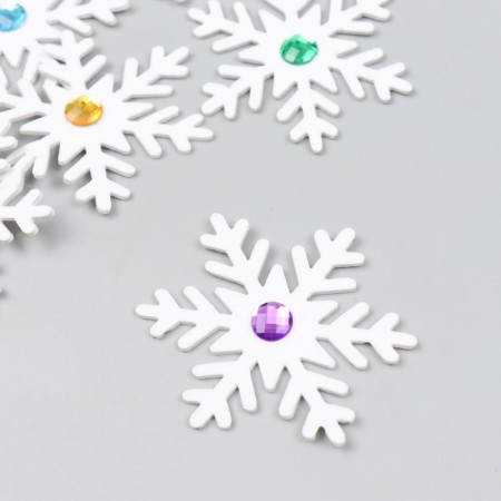 Decor "Snowflake with Strose" white 6.5 cm foam (set 6 pcs)-1
