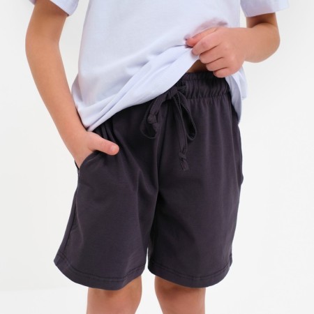 Set for a boy (T -shirt, shorts) minku white color/graphite, height 128-4