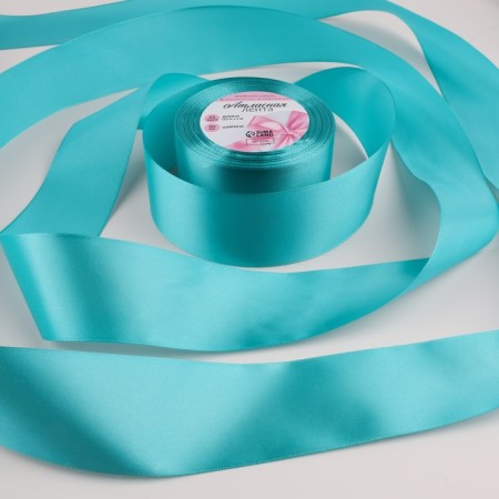 Satin ribbon, 50 mm × 23 ± 1 m, color sea wave No. 47