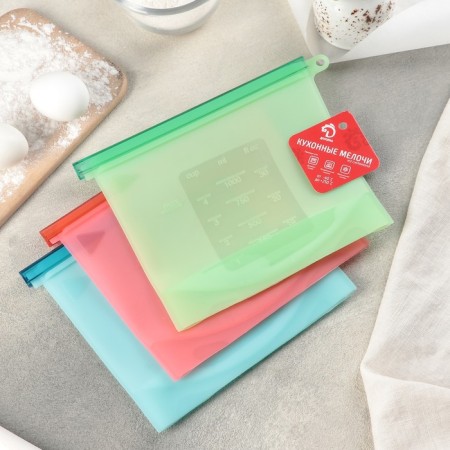 Zip Lock silicone bag, 21.5 × 18 cm, 1.1 l, multifunctional, hermetic, turquoise color-8