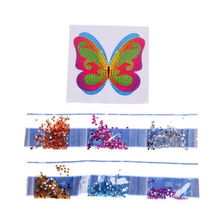 Diamond mosaic-sticker on a sticker for children "Butterfly", 10 x 10 cm-2