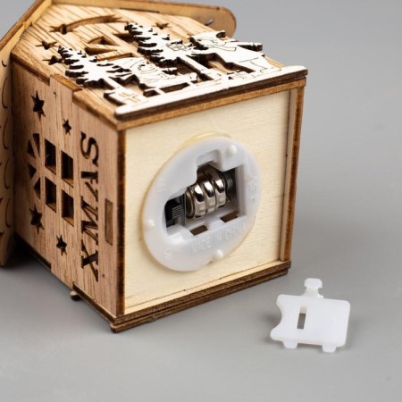 Christmas tree toy "House with children", from batteries, glow warm white-4