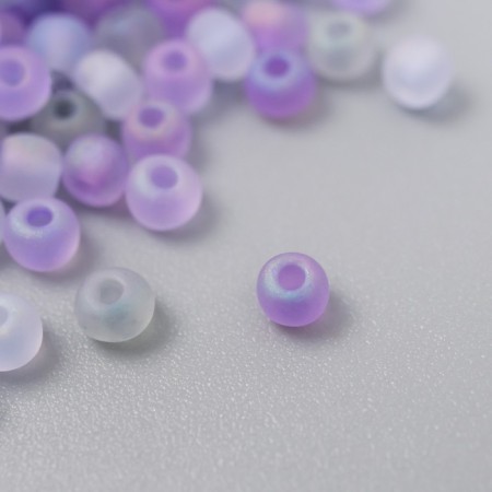 Glass 8/0 "Matte translucent. Melange gray-violet" 10 g-1