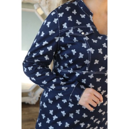 Female dress, size 54, blue, white color-2