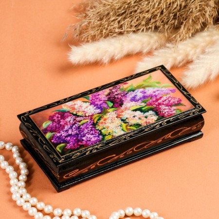 Casket - Bill "Lilac", 8.5 × 17 cm, lacquer miniature
