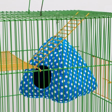 House "Wigwam" for rodents 17*17*17 cm, calico, fleece, foam rubber, blue-4