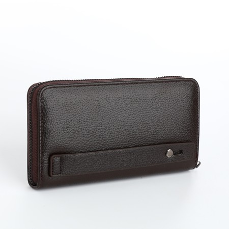 Men's purse-clate on a zipper, a department for bills, maps, coins, brown color-1