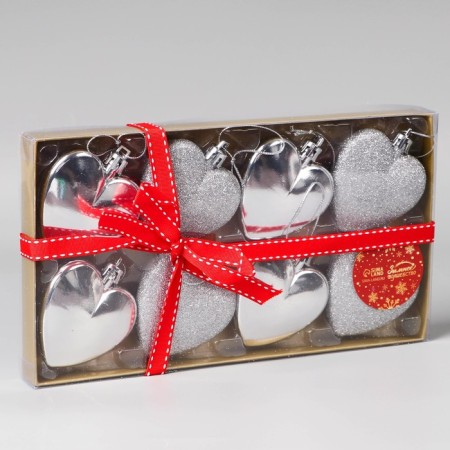 Set of jewelry plastic 8 pcs "Romance" 6 cm, silver-1