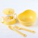 A set of children's dishes, 4 items: bowl, spoon, fork, chip with solid nose 200 ml, MIX color